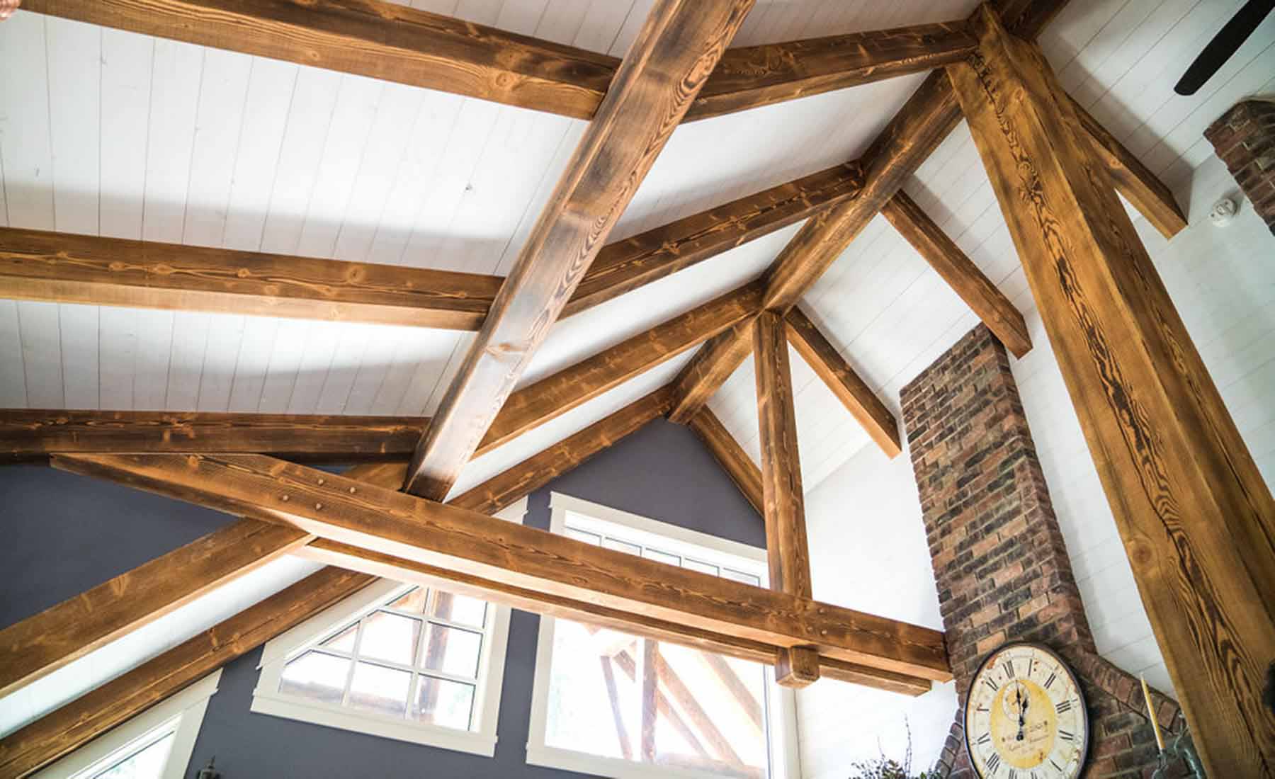 Golden family home interior rafters
