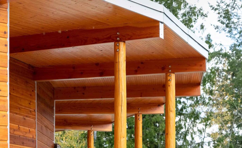 Neskonlith Daycare - exterior wood soffit and posts