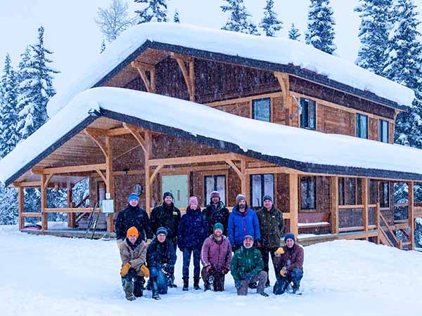 Team shot and timberframe ski lodge